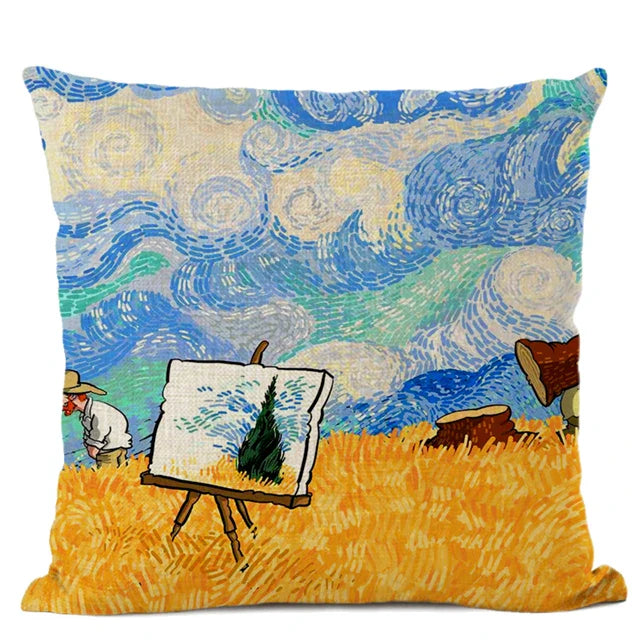 Van Gogh Self Portrait Cushion Cover by Axyaa - Home Decor