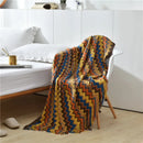 Axyaa Colorful Zigzag Knit Throw Blanket with Tassels Fringe, 130x150cm/130x200cm