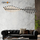 Axya Modern Nordic Fishbone Chandelier - Designer Minimalist Office Strip Light
