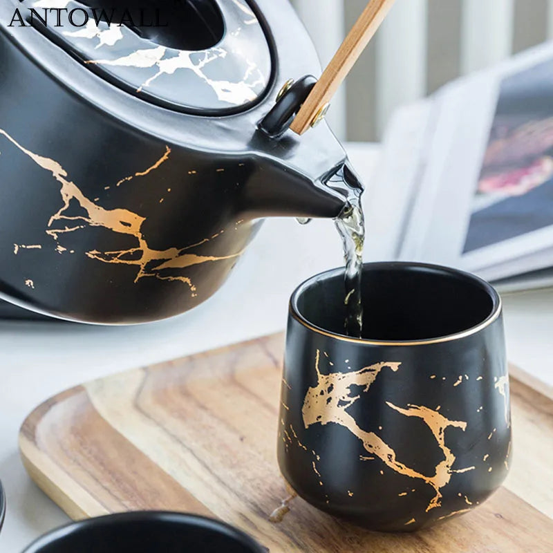 Axya Marble Nordic Teacup Golden Coffee Cup 250ml Drinkware Black White Cups
