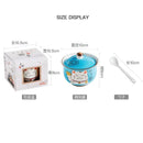 Axya Blue Lucky Cat Condiment Bottles Set with Spoon, Japanese Style Spice Jar