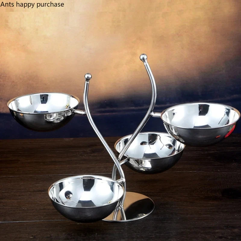 Axya Stainless Snack Tray Partition Dessert Fruit Plate Bar KTV Candy Rack
