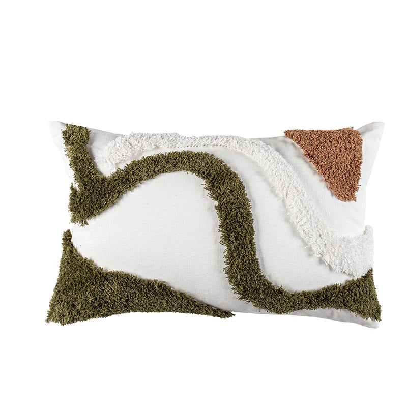 Beige Grey Tufted Coral Pillow Cover by Axyaa for Stylish Home Decor