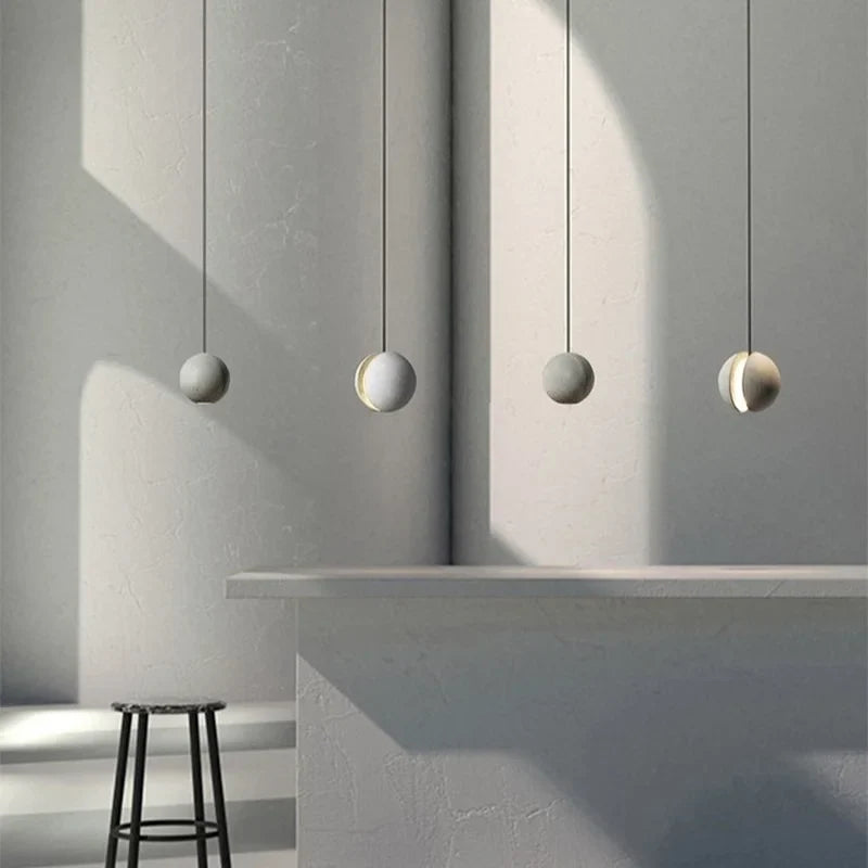 Axyaa Moon Cement Pendant Light: Industrial Style Minimalist Decor
