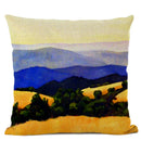 Axyaa Landscape Oil Painting Throw Pillow Cover, Trees Flowers Pastoral Decor, 45x45CM