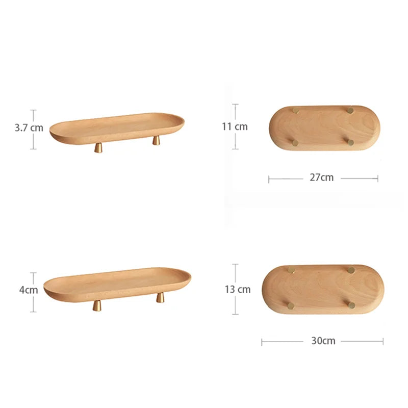 Axya Wooden Desktop Tray Oval Organizer for Kitchen and Home Storage