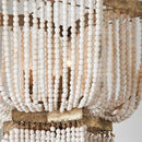 Axyaa Vintage Wood Chandelier with Beaded Fringe for Kitchen, Foyer, or Bedroom