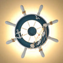 Axya LED Acrylic&Wood Wall Hanging Light, Blue White Ship Rudder Theme