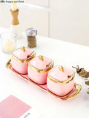 Axya Nordic Pink Golden Rim Ceramic Seasoning Set
