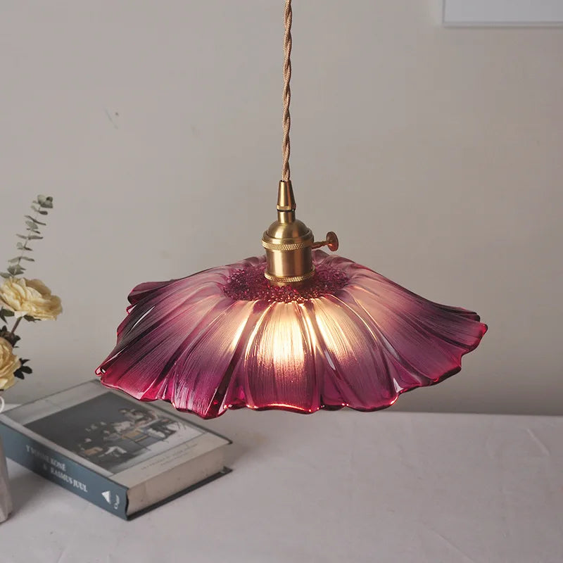 Axyaa Nordic Purple Glass LED Pendant Light, Modern Hanging Lamp for Bar, Bedroom, Dinning Room