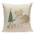 Axyaa Christmas Deer Snowman Cartoon Cushion Cover - Festive Decor Pillowcase