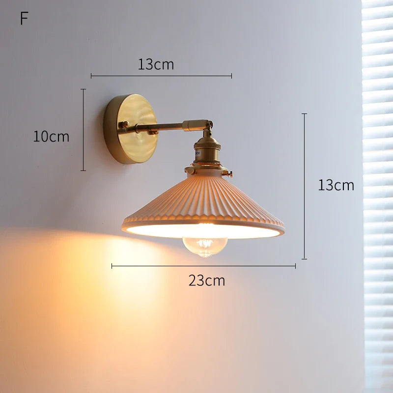 Axyaa Ceramic LED Wall Lamp with Knob Switch for Bedroom, Bathroom, and Stairway