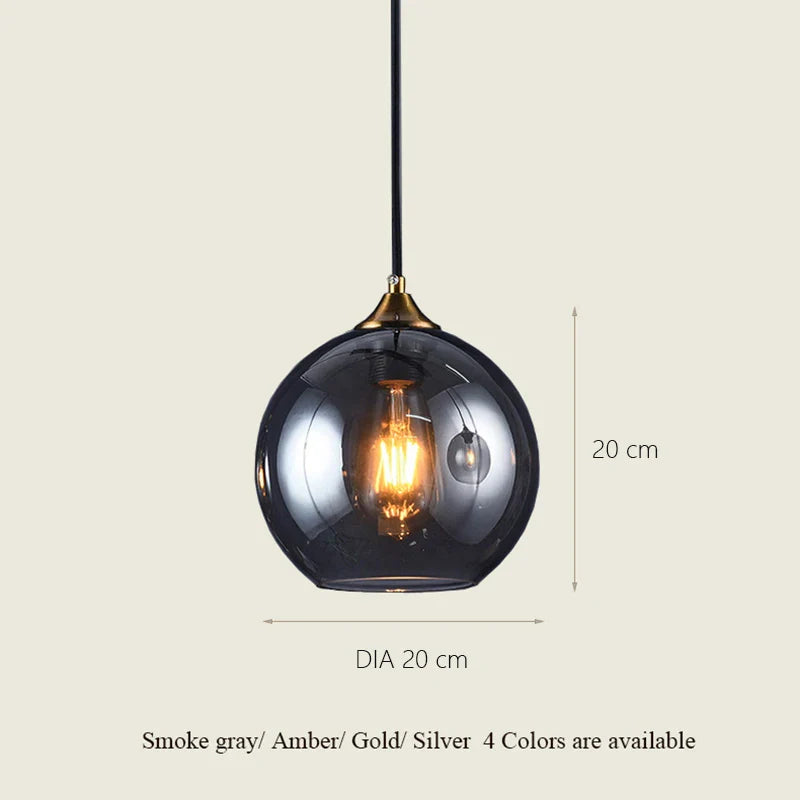 Axyaa Glass Ball Pendant Lights: Modern Nordic Design in Gold, Silver, Gray, Amber