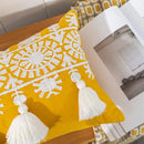 Axyaa Boho Style Mustard Yellow Embroidered Cotton Cushion Cover