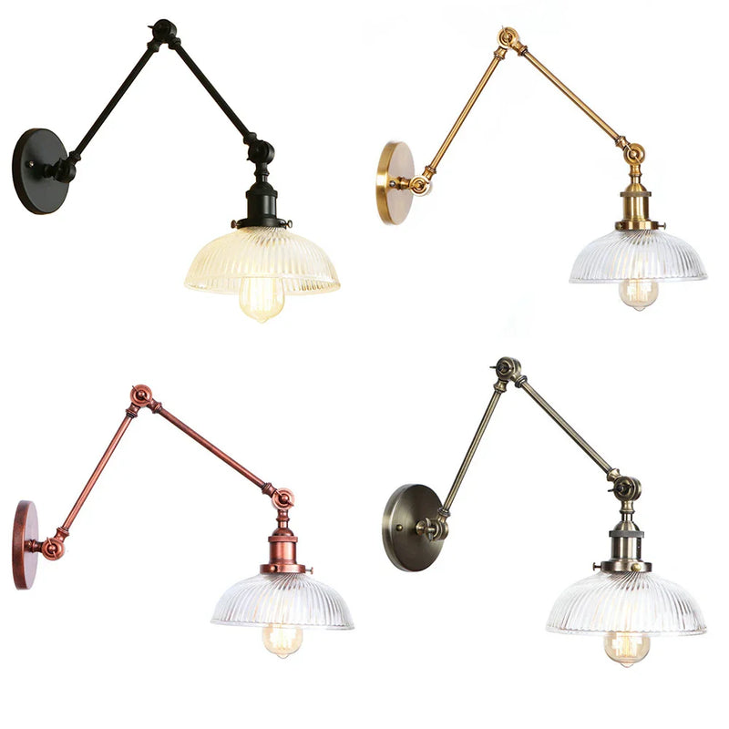 Axyaa Glass Arm Wall Lamp Vintage Retro Industrial LED Fixture