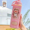 Axyaa Square Pastel Straw Bottle: Large Capacity Cute Water Bottle for Travel & Outdoor Sports