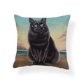 Axyaa Tropical Cat Cushion Cover Moon Blue Cotton Linen Pillow Case