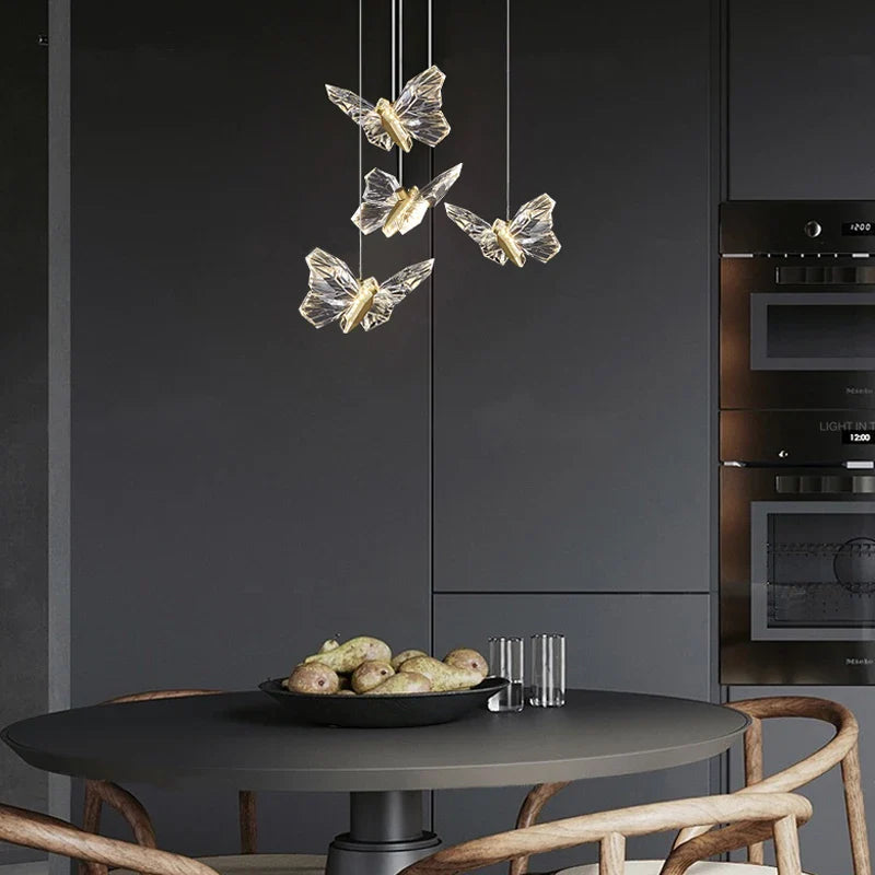 Axya Crystal Butterfly Pendant Lamps LED Lighting for Home Decor