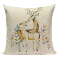 Axyaa Christmas Deer Snowman Cartoon Cushion Cover - Festive Decor Pillowcase