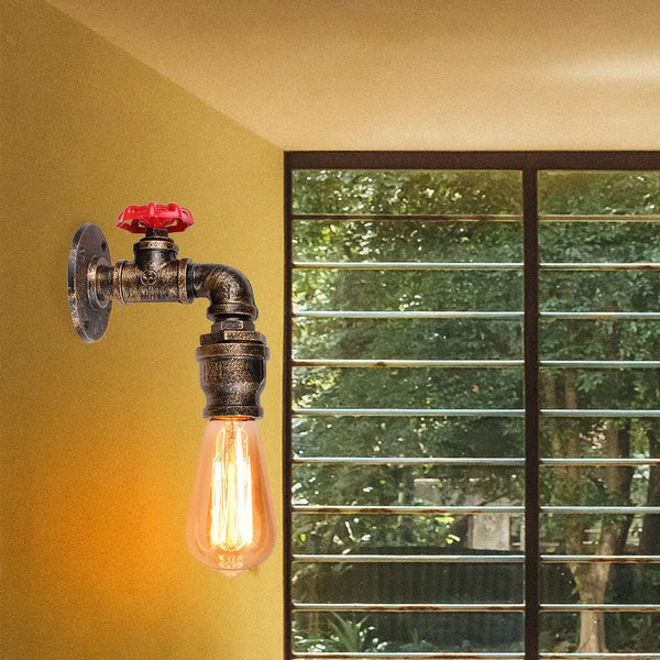 Axya Industrial Rust Water Pipe Wall Sconce Bedside Lamp