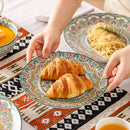 Axya Bohemian Mandala Green Porcelain Tableware Dinner Set - 16/32/48 Pieces