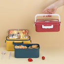 Axyaa Portable Lunch Bento Box with Spoon & Chopsticks - Leakproof Wheat Straw Container