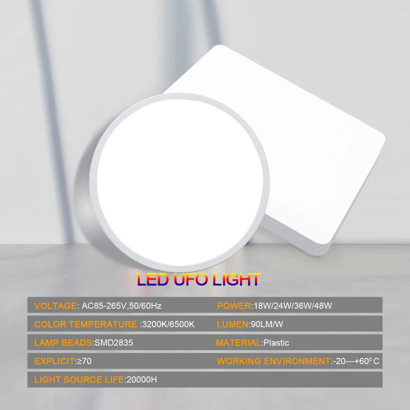 Axyaa 6W-48W LED Ceiling Lights: Modern Surface Mounted Panel Light for Living Room