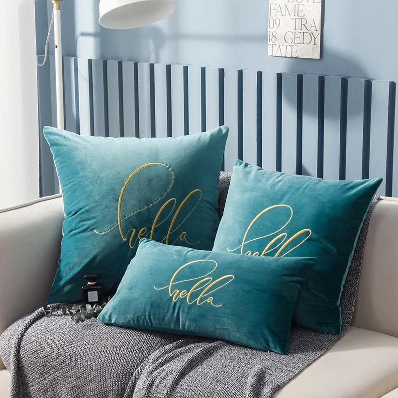 Soft Velvet Embroidered Cushion Cover by Axyaa