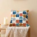 Axyaa Floral Dots Embroidery Pillow Cover, Soft Cozy Home Decoration