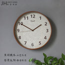 Axya Solid Wood Mute Wall Clock - Nordic Style Linen Art Large Wall Watch