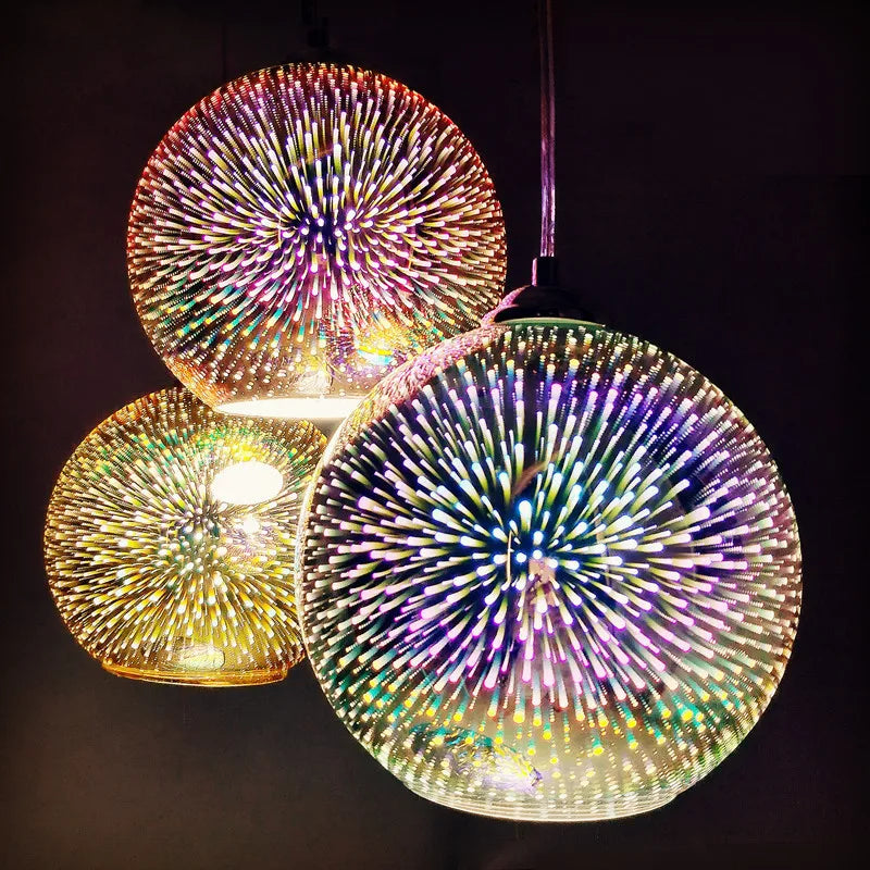 Colorful 3D Glass Pendant Lights by Axyaa: Modern Kitchen Hanging Lamps