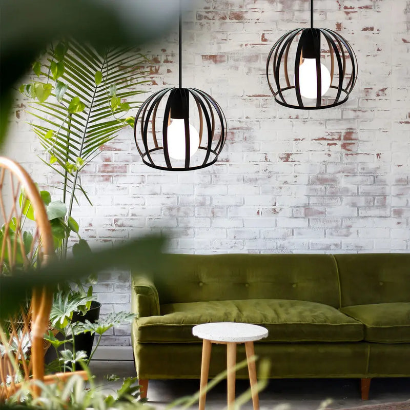 Axyaa Watermelon Cage Pendant Light: Industrial Retro Hanging Fixture for Home and Restaurant