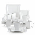 Axyaa Flora White Porcelain Coffee Cup and Saucer Set with Dessert Plates