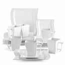 Axyaa Flora White Porcelain Coffee Cup and Saucer Set with Dessert Plates