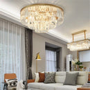Axyaa Modern Crystal Ceiling Light: Gold Black Large Flush Mount for Home & Hotel