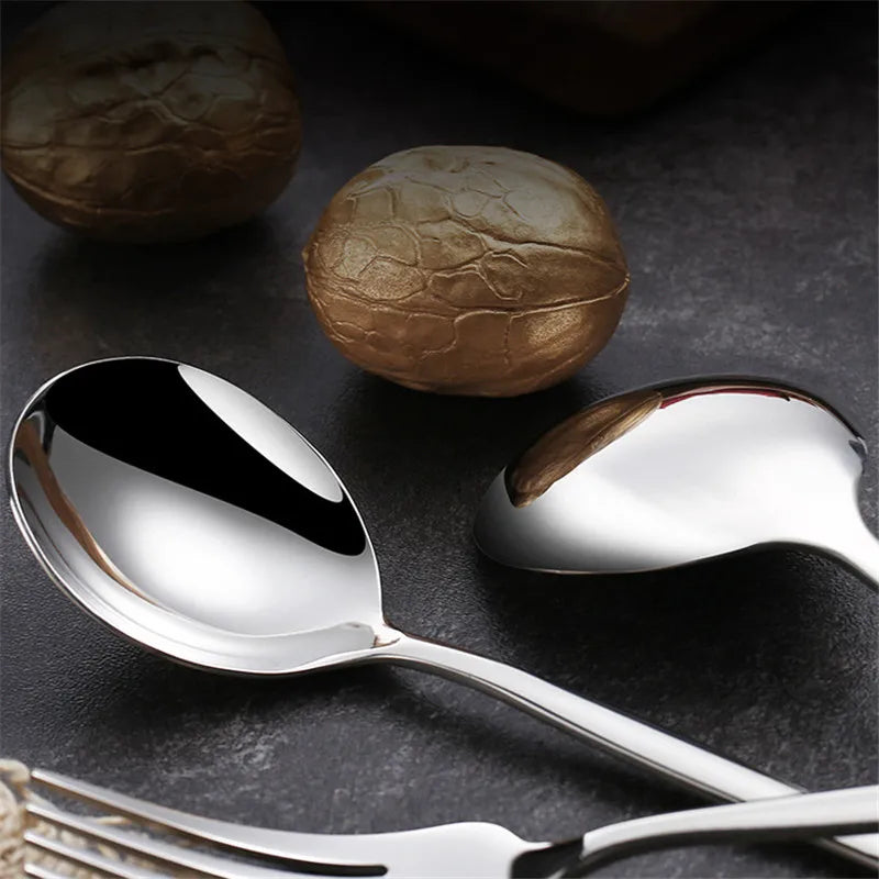 Axyaa Stainless Steel Cutlery Set: Forks, Knives, Spoons - Home Kitchen Dinnerware