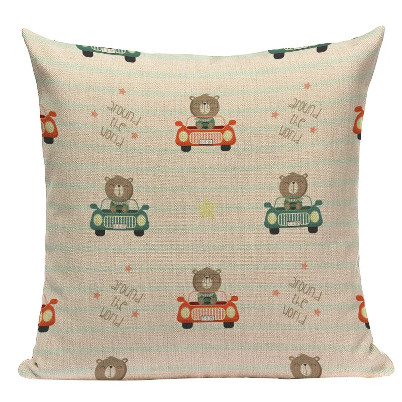 Axyaa Nordic Bear Cushion Cover 45x45cm Cute Cartoon Animal Pillow Case