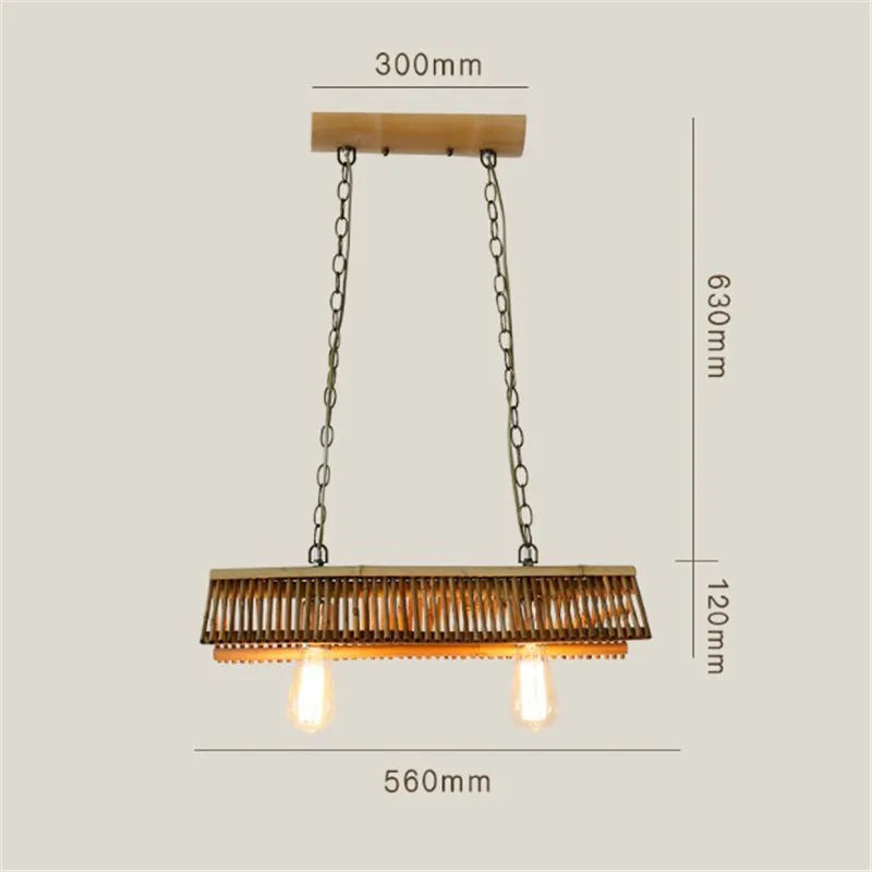 Axyaa Bamboo Pendant Chandelier: Classic Chinese Hanging Lamp for Kitchen, Bar, Restaurant Lighting