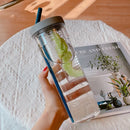 Axyaa Clear Plastic Water Bottle With Straw, Tea Strainer, Stickers, Large Capacity