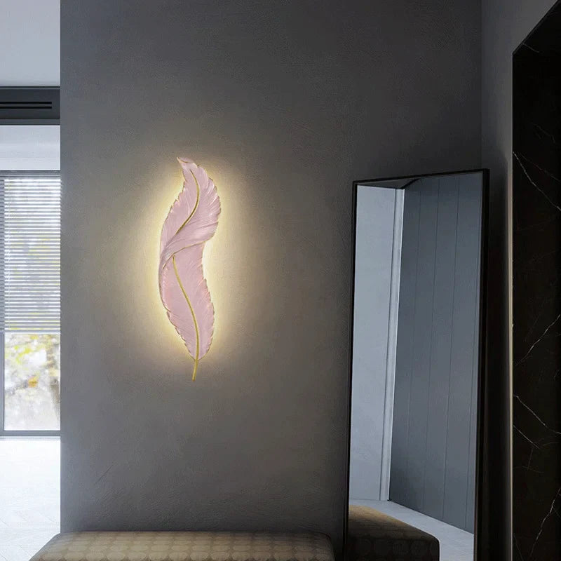 Modern Luxury LED Feather Wall Sconces by Axyaa for Bedroom and Living Room