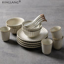 Axya Japanese Style Ceramic Dinnerware Set for Home and Canteen, Handmade Tableware Set