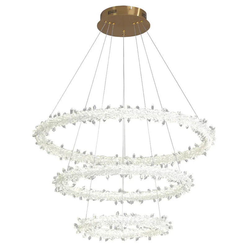 Axya Crystal Ring Chandelier: Modern Light Luxury for Living & Dining Rooms