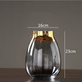 Axyaa Glass Vase: Golden Transparent Modern Home Decor Handicraft