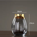 Axyaa Glass Vase: Golden Transparent Modern Home Decor Handicraft