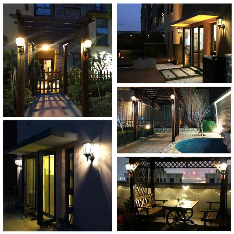 Axyaa Solar Wall Light: LED Outdoor Courtyard Sconces IP55 Waterproof Garden Decor Fence Lighting