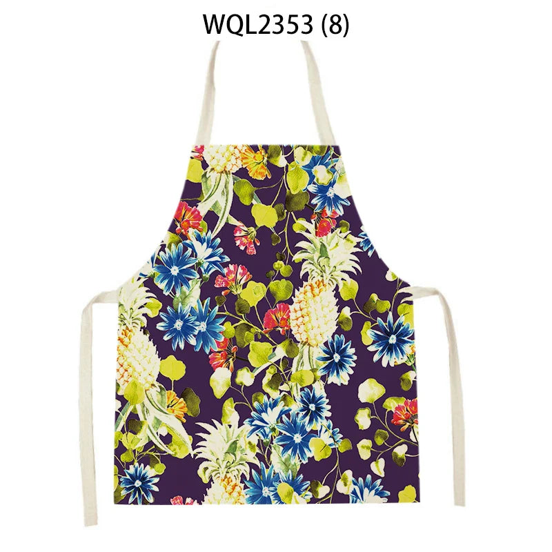 Axyaa Tropical Floral Kitchen Apron for Cooking, Baking, Cleaning - 47x38cm