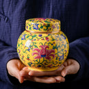 Axya Chinese Print Ceramic Tea Caddy: Kitchen & Desktop Storage, Home Decor & Gift