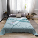 Axyaa Jacquard Grid Summer Quilt 100% Cotton Gauze Sofa Cover Blue Bedspread