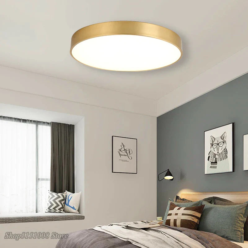 Axyaa Modern Gold Acrylic LED Ceiling Light - Ultra-thin Surface Lamp for Living Room