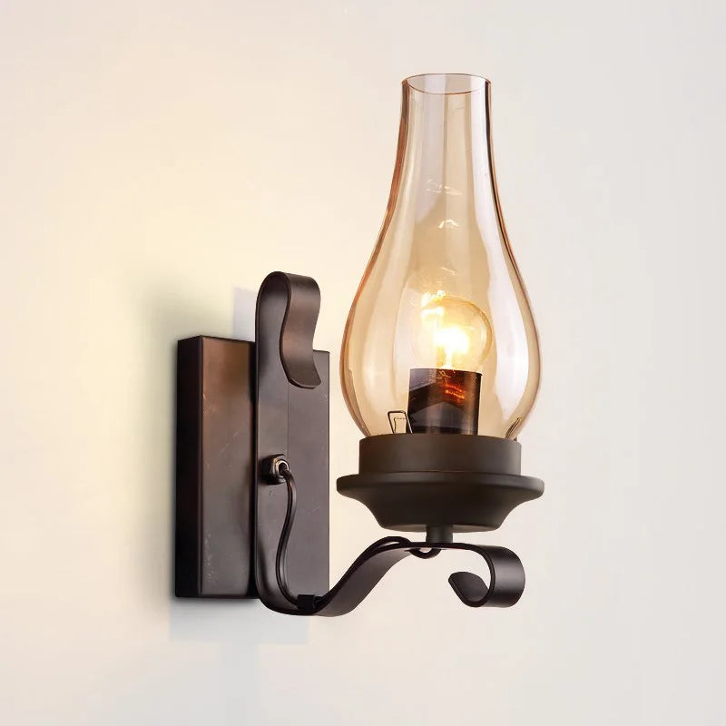 Axyaa Industrial Glass Wall Light for Restaurant Corridor Bedroom Living Room